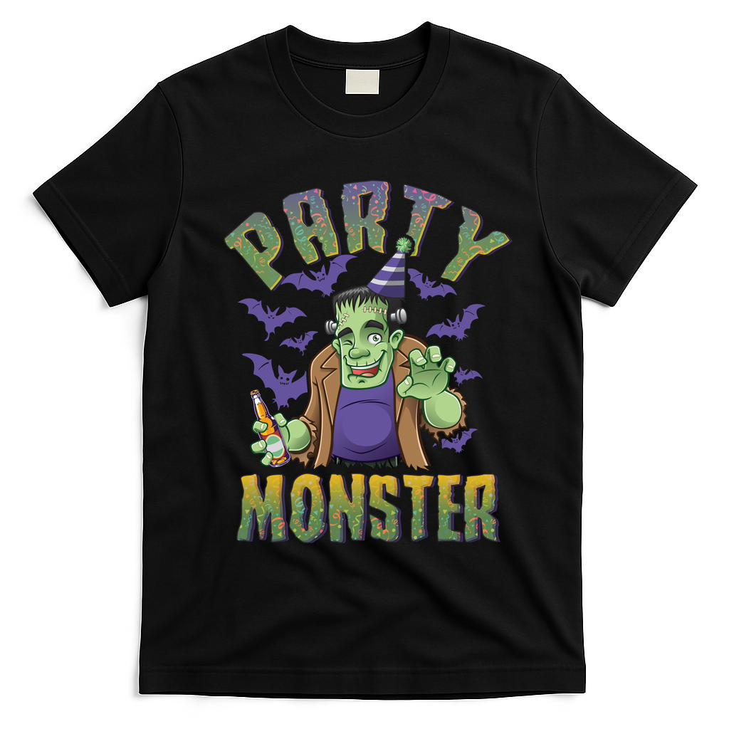 Funny Halloween Party Monster Frankenstein T-Shirt - Black