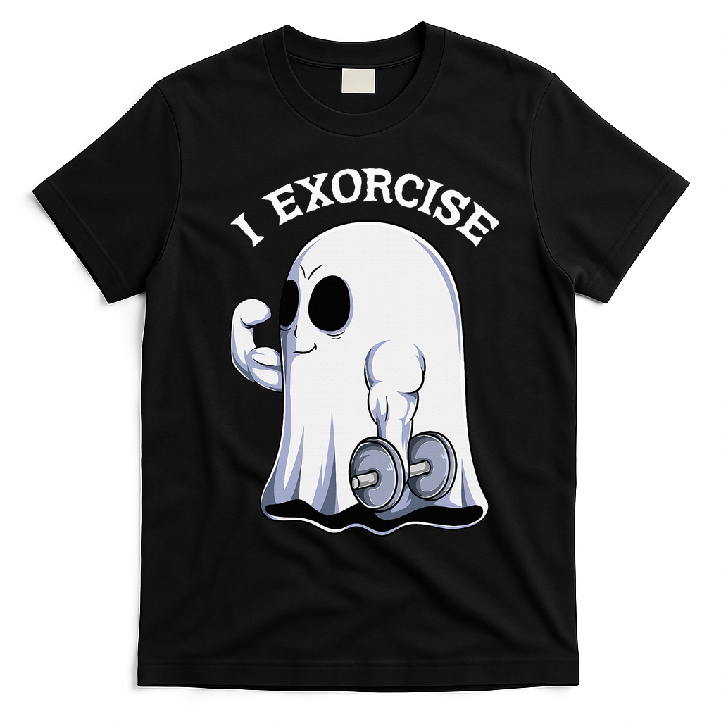 Funny Halloween Workout Ghost Exorcise Fitness Shirt T-Shirt - Black