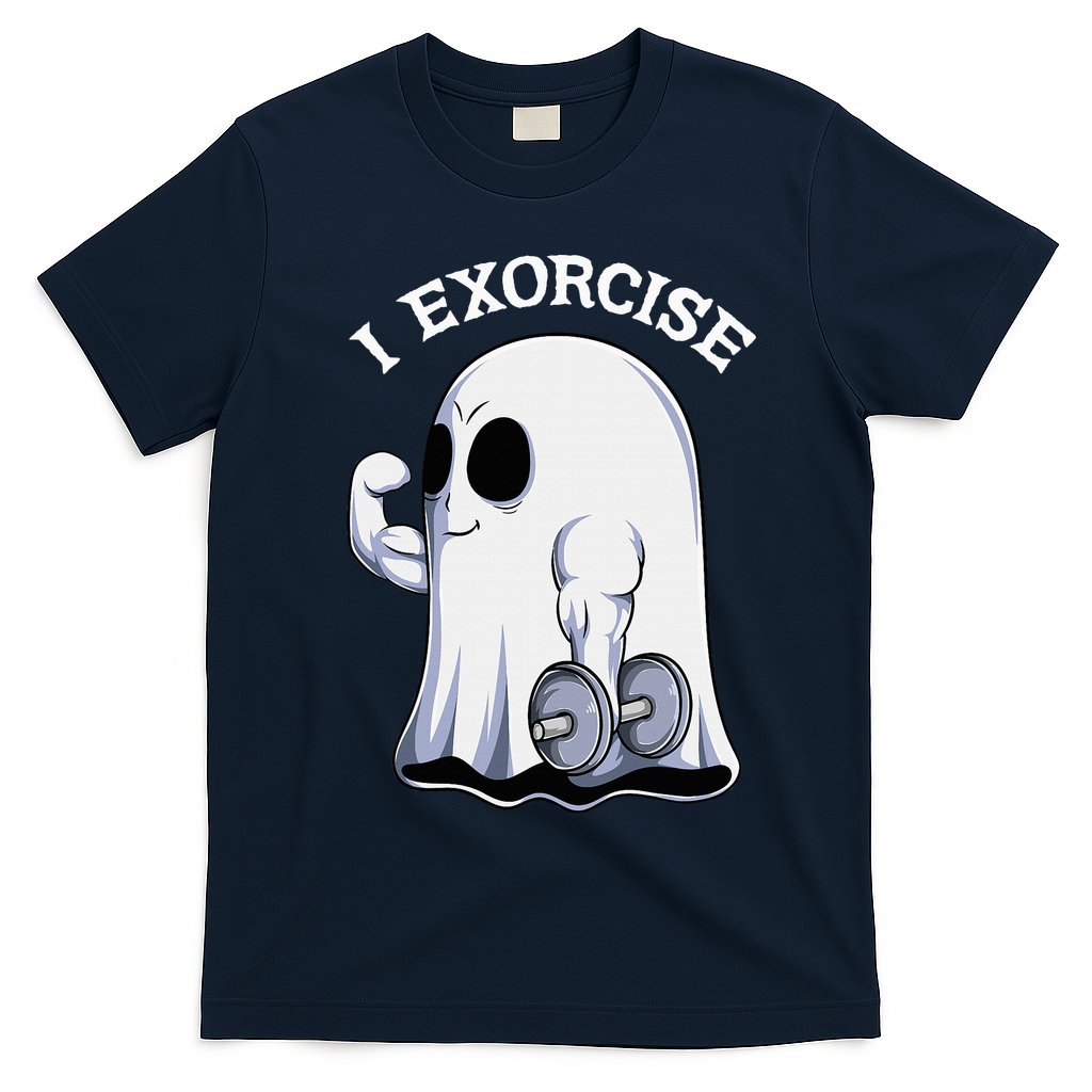Funny Halloween Workout Ghost Exorcise Fitness Shirt T-Shirt - Navy Blue