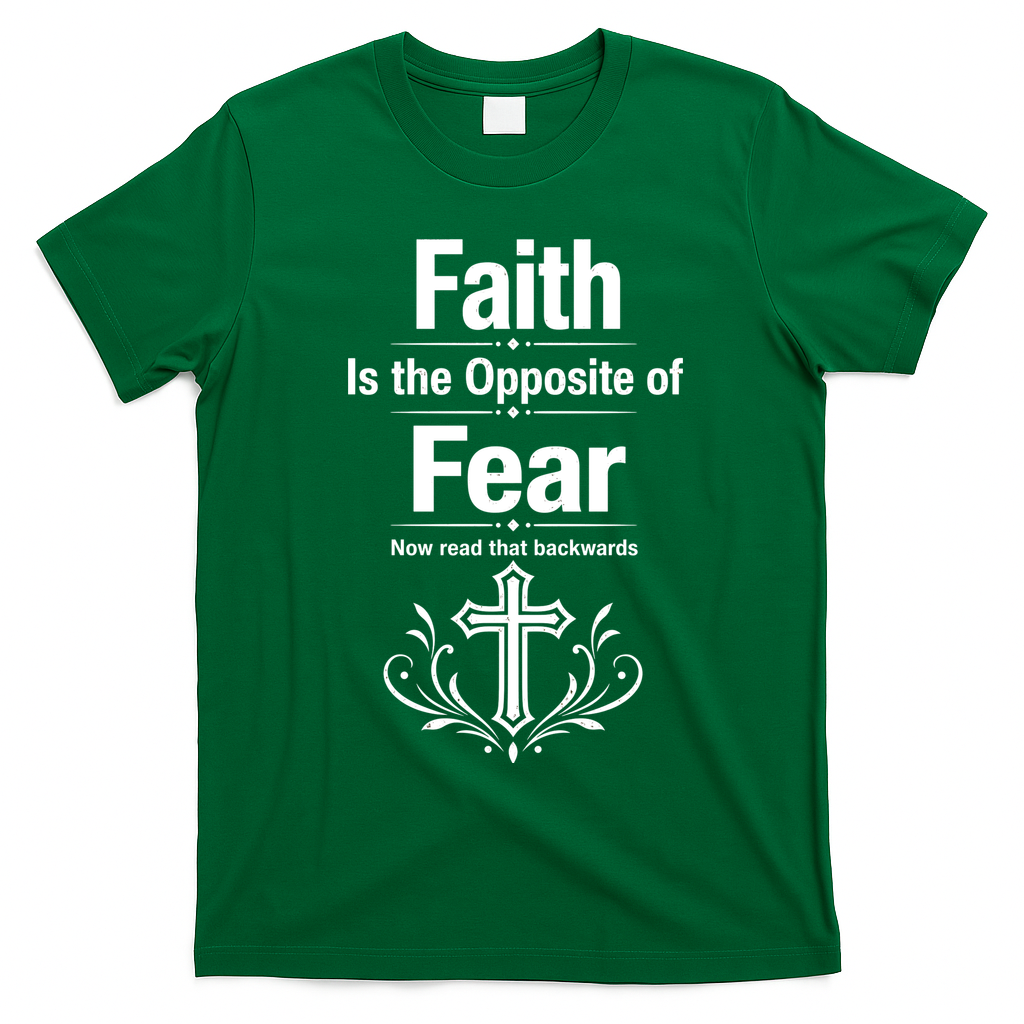 Faith Is The Opposite Of Fear Now Read That Backwards T-Shirt - Irish Green