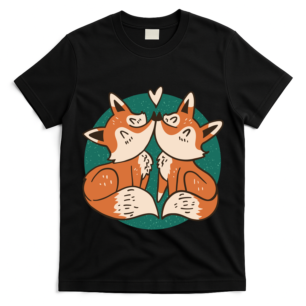 Foxes Kissing Cute T-Shirt
