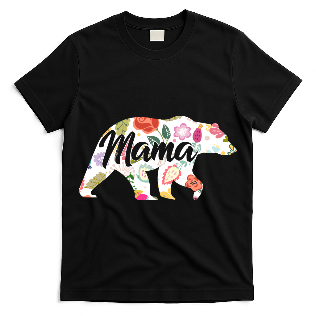 Mama Bear Cute Flower Pattern T-Shirt
