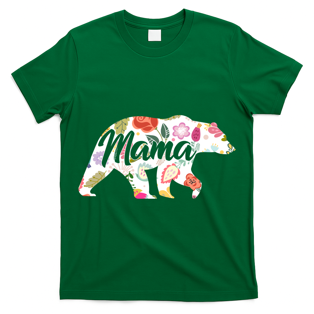 Mama Bear Cute Flower Pattern T-Shirt