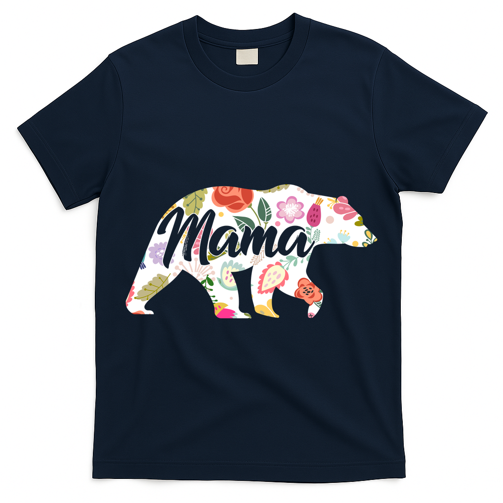 Mama Bear Cute Flower Pattern T-Shirt