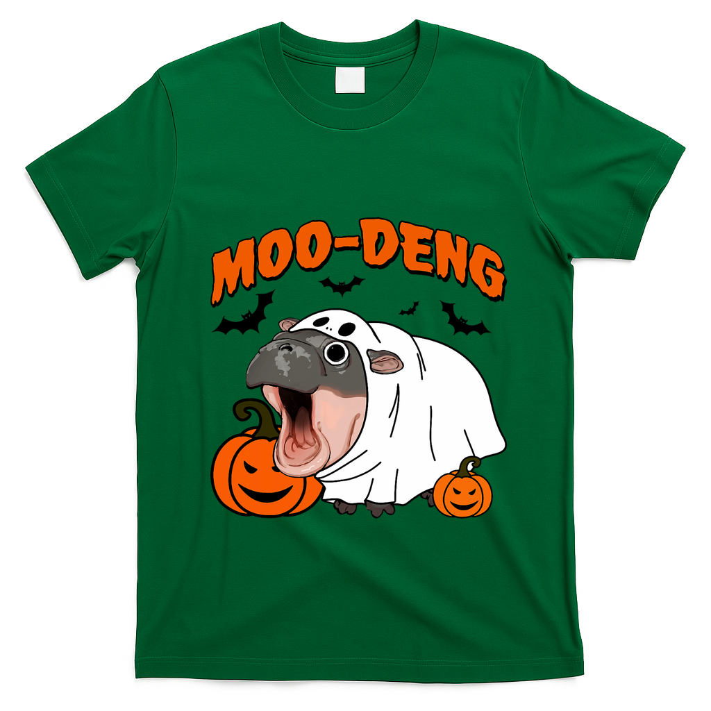 Funny Moo Deng Halloween Boo Ghost Costume Moodeng Lover T-Shirt - Irish Green