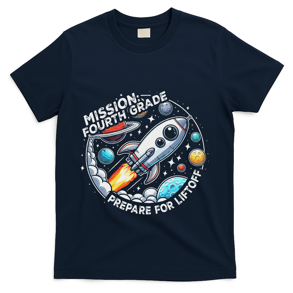 Funny Mission Fourth Grade Back To School Teachers Students T-Shirt - Navy