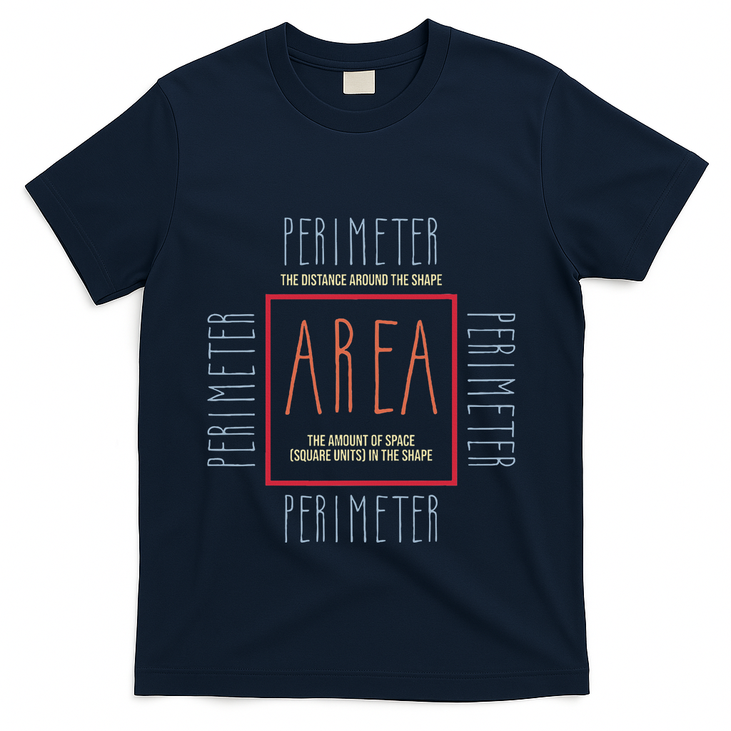 Funny Math Teacher Area Perimeter Cool Math Math Teacher T-Shirt - Navy