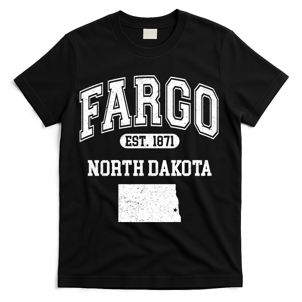 Fargo North Dakota Est 1871 Varsity T-Shirt - Black