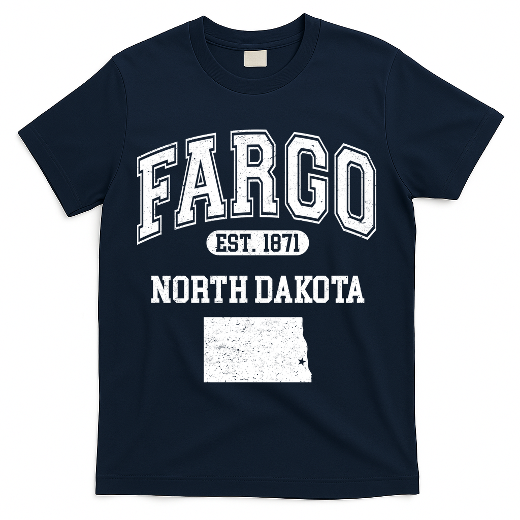 Fargo North Dakota Est 1871 Varsity T-Shirt - Navy