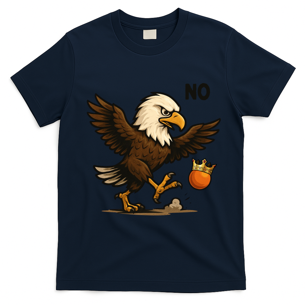 Funny No Kings In America Eagle T-Shirt - Navy Blue