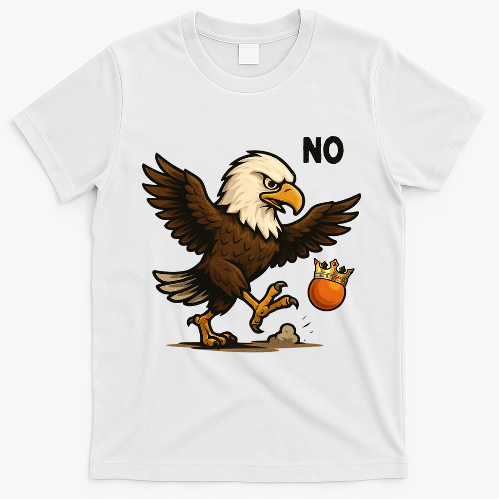 Funny No Kings In America Eagle T-Shirt - White