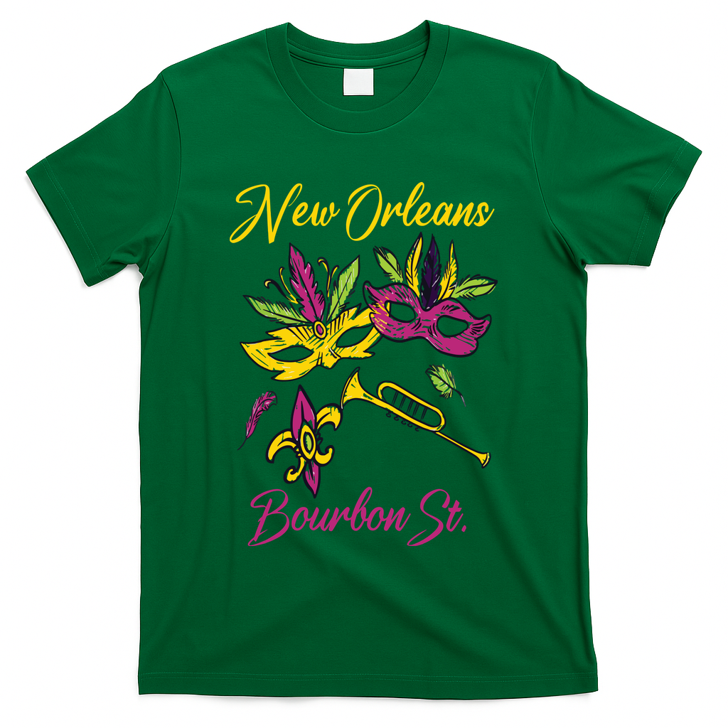 French New Orleans Mardi Gras Souvenir Bourbon Street T-Shirt