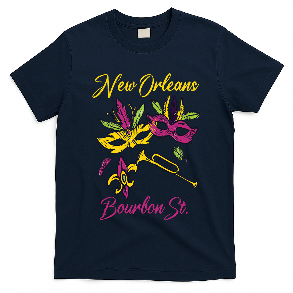French New Orleans Mardi Gras Souvenir Bourbon Street T-Shirt