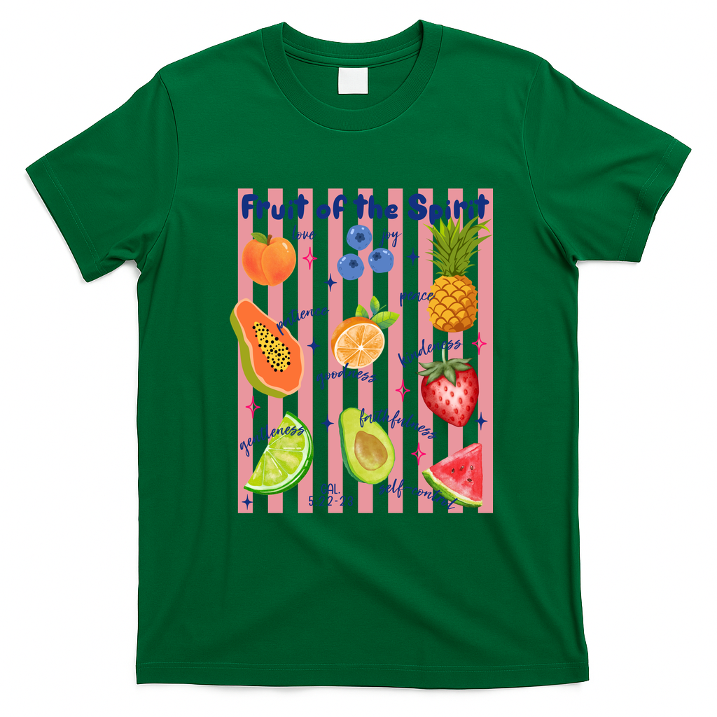 Fruit Of The Spirit Christian Faith Striped T-Shirt - Irish Green