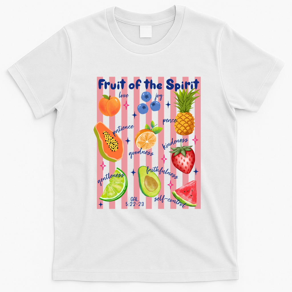 Fruit Of The Spirit Christian Faith Striped T-Shirt - White