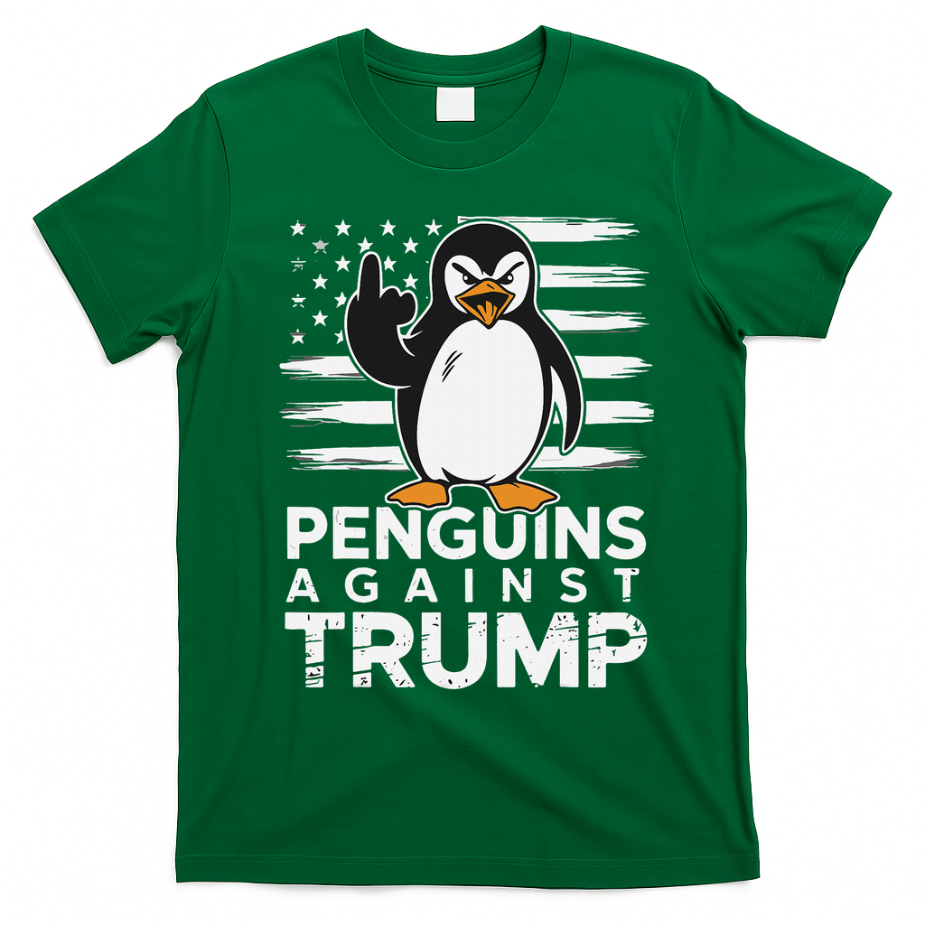 Funny Penguins Against Trump Penguin Flippers Up Resist T-Shirt - Irish Green