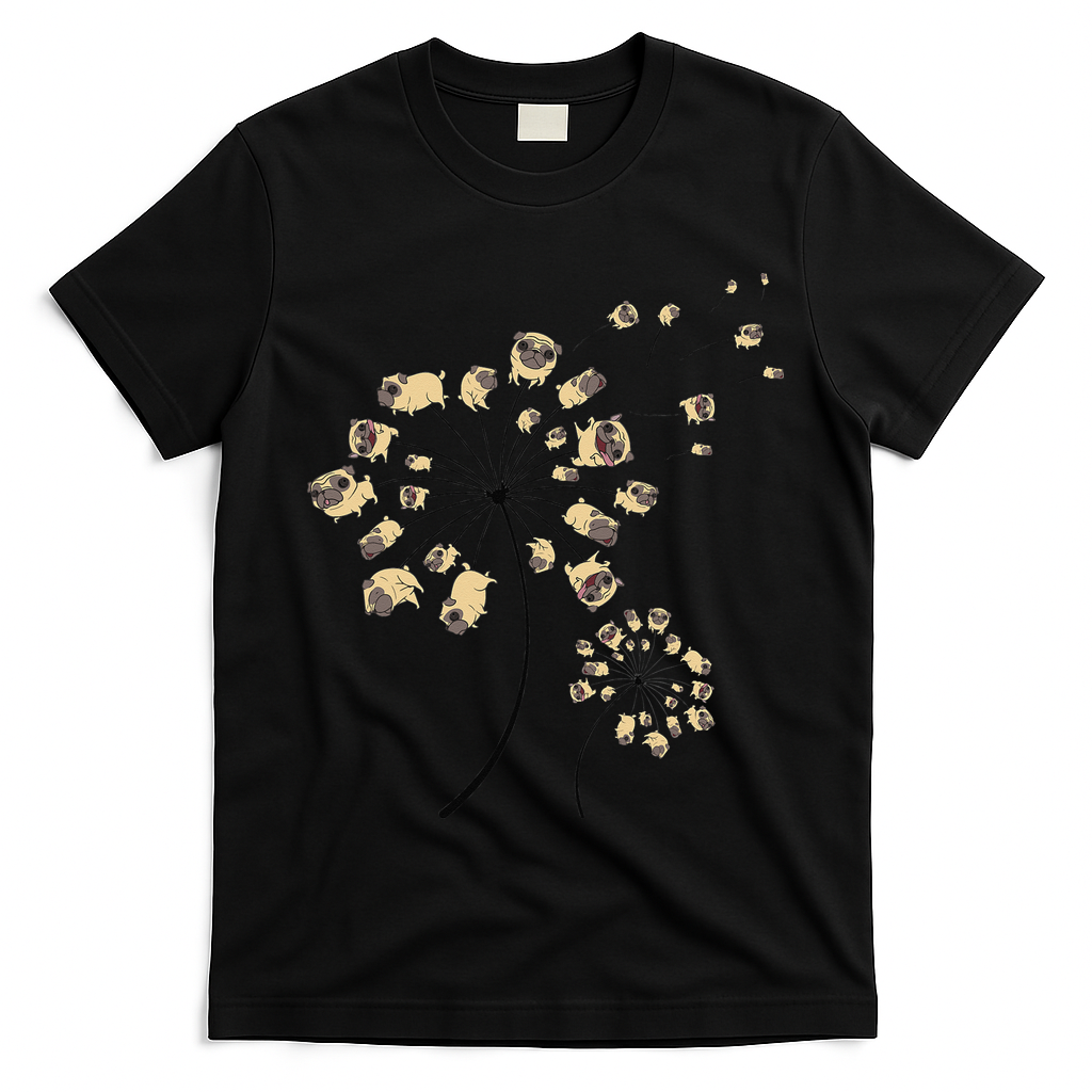 Funny Pug Gift For  Cool Flower Dog Dandelion Lover T-Shirt