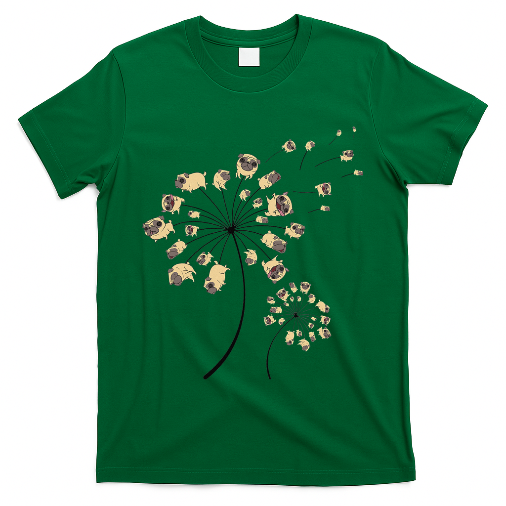 Funny Pug Gift For  Cool Flower Dog Dandelion Lover T-Shirt