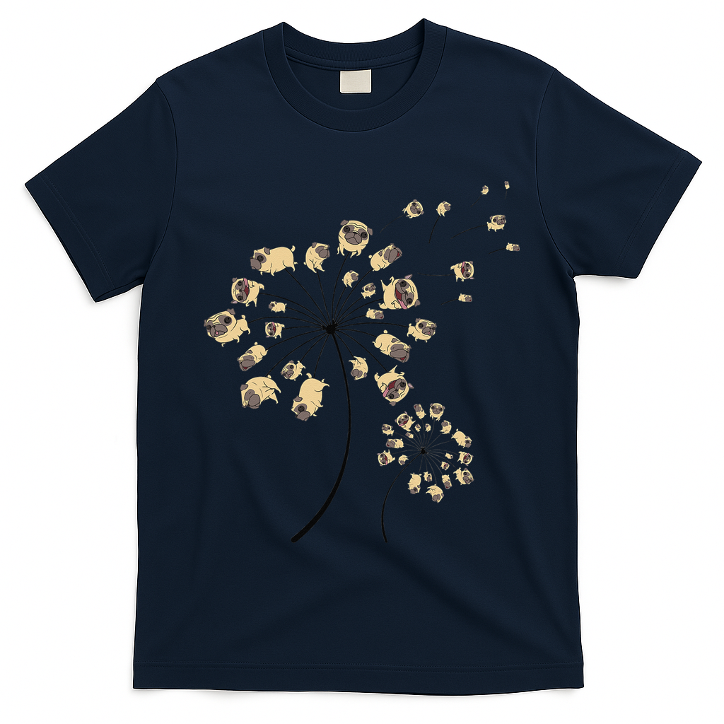 Funny Pug Gift For  Cool Flower Dog Dandelion Lover T-Shirt