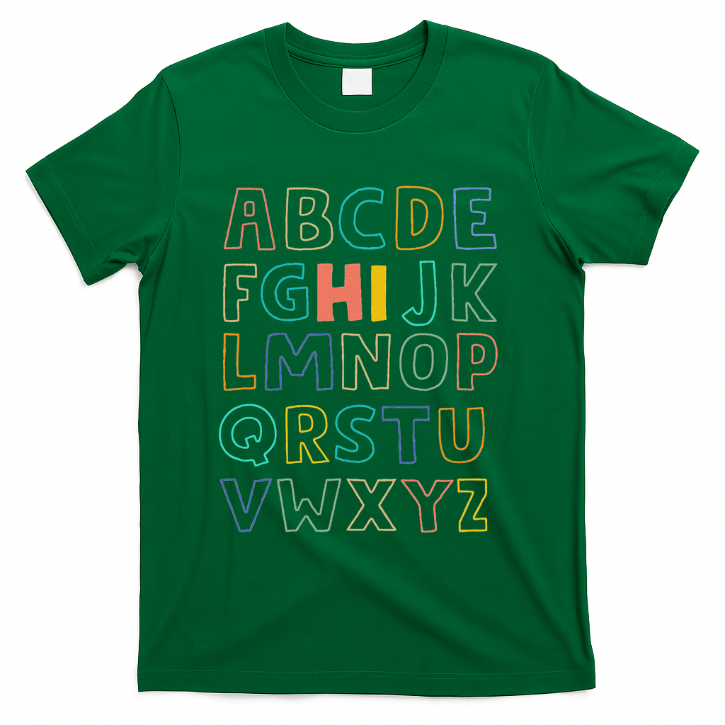 Funny Pre K Kindergarten Hi Alphabet Back To School Teachers T-Shirt - Green