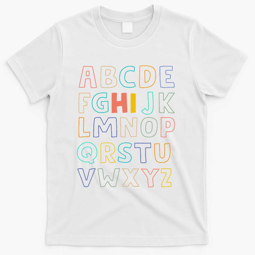 Funny Pre K Kindergarten Hi Alphabet Back To School Teachers T-Shirt - White