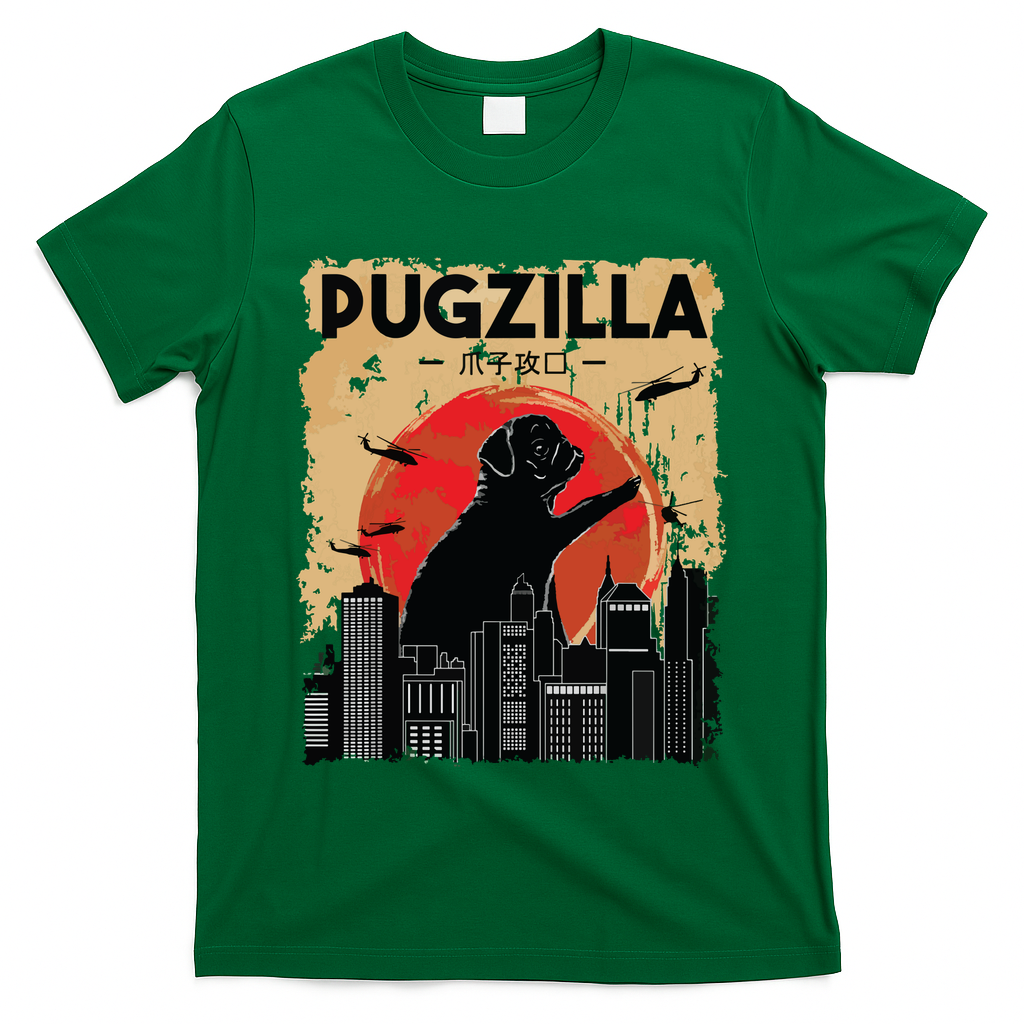 Funny Pug Pugzilla Funny Dog Pug T-Shirt
