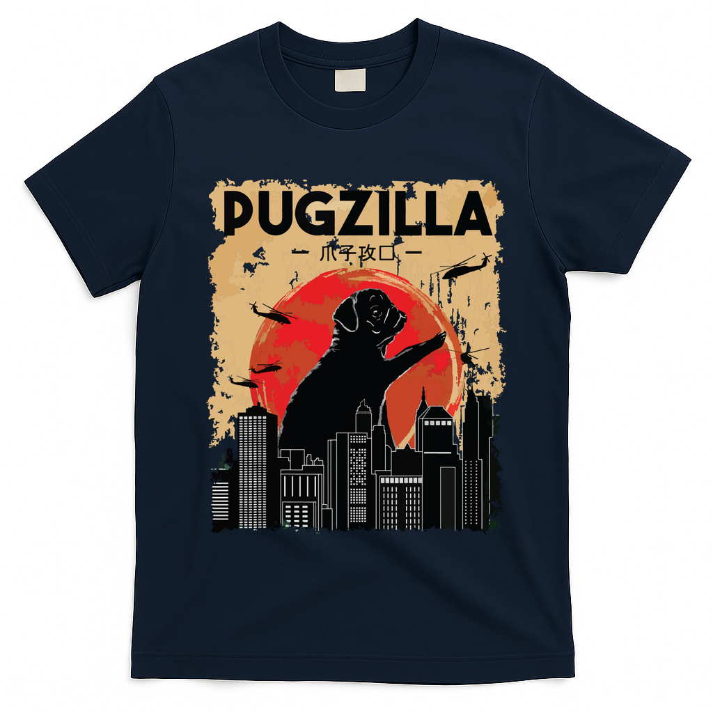 Funny Pug Pugzilla Funny Dog Pug T-Shirt