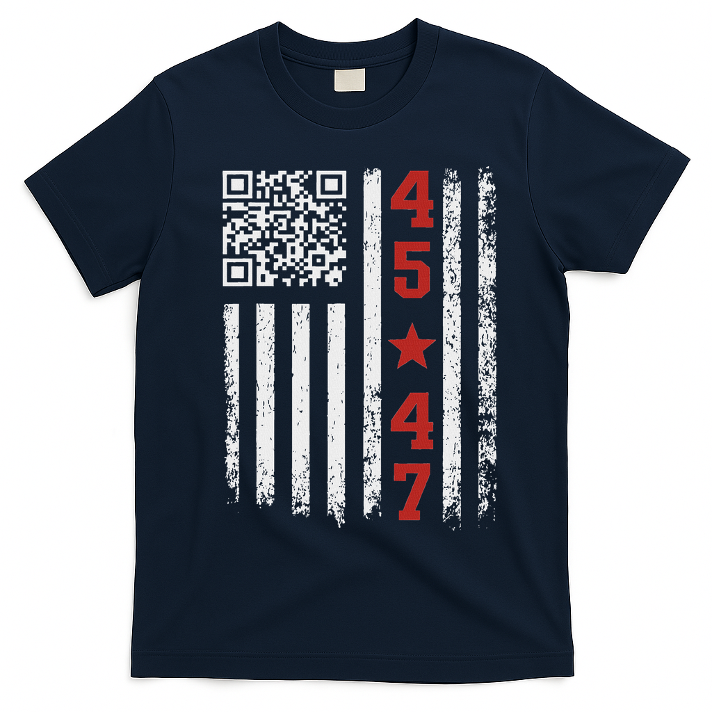 Funny Qr President Trump Dance Code T-Shirt - Navy Blue