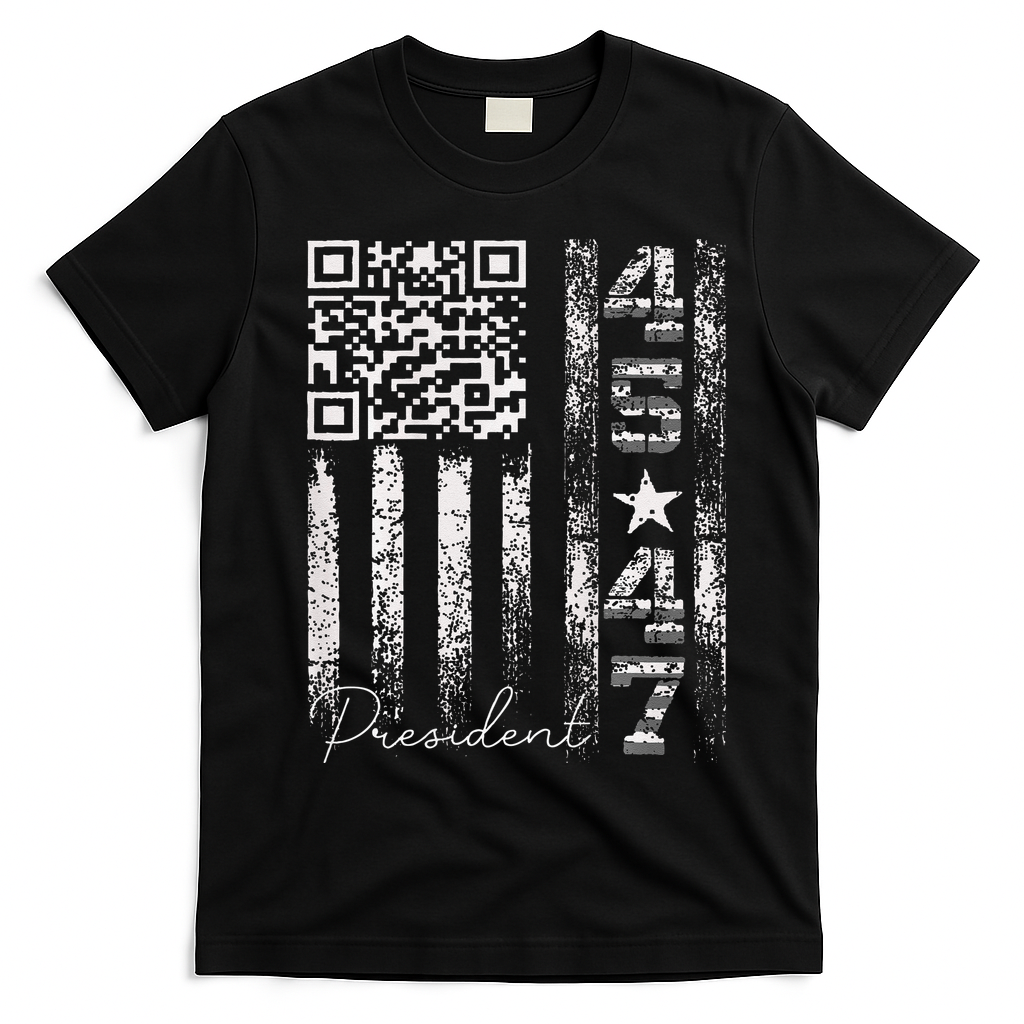 Funny Qr Scan Me President 4547 Trump Dancing Code T-Shirt - Black