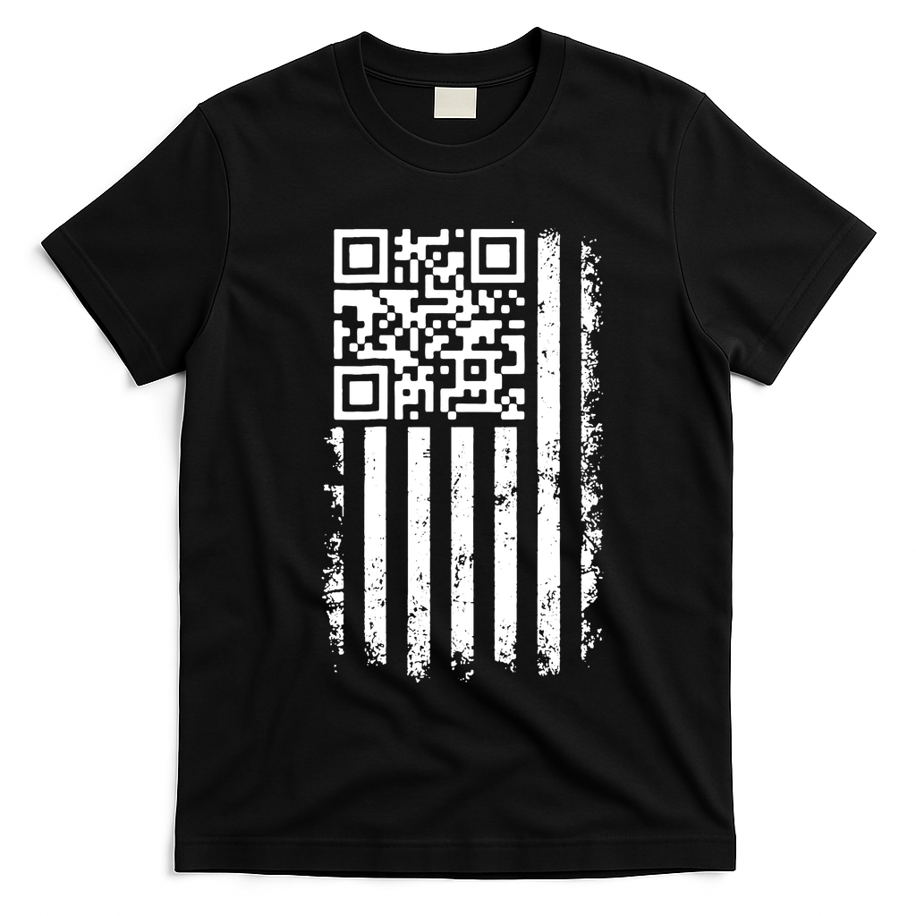 Funny Qr Scan Me President Trump 45 47 Dancing Code Flag T-Shirt - Black