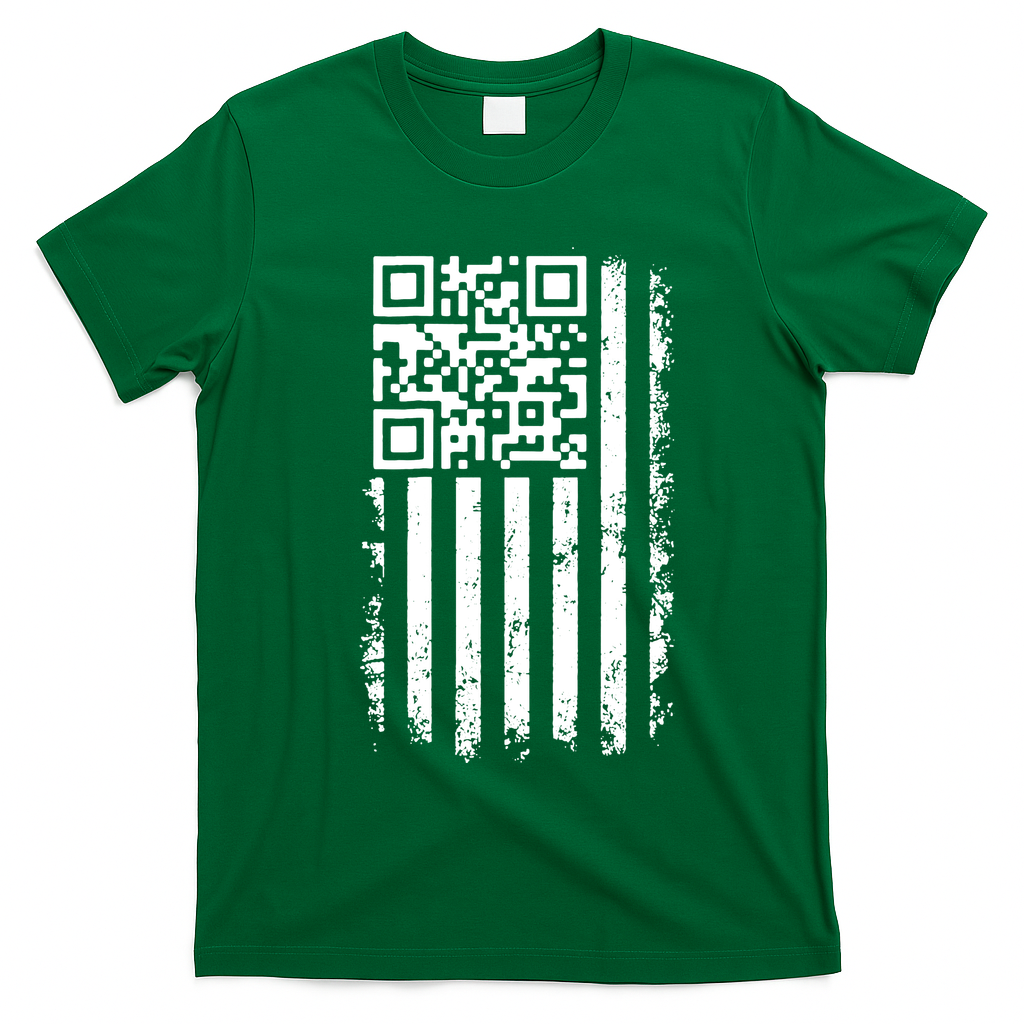 Funny Qr Scan Me President Trump 45 47 Dancing Code Flag T-Shirt - Irish Green