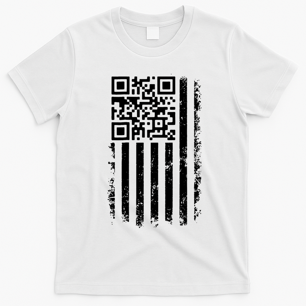 Funny Qr Scan Me President Trump 45 47 Dancing Code Flag T-Shirt - White
