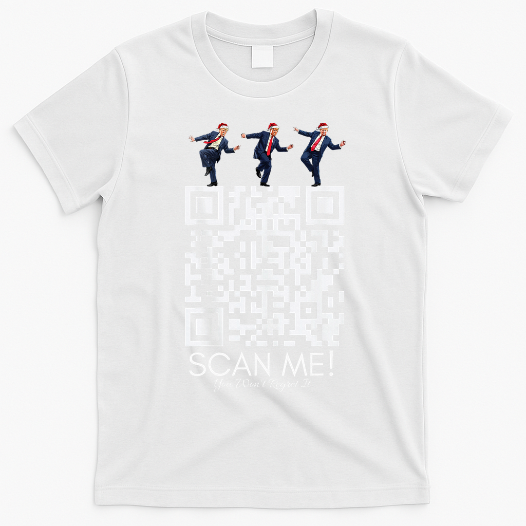 Funny Qr Scan Me President Qr Trump Dancing Hat Christmas T-Shirt - White