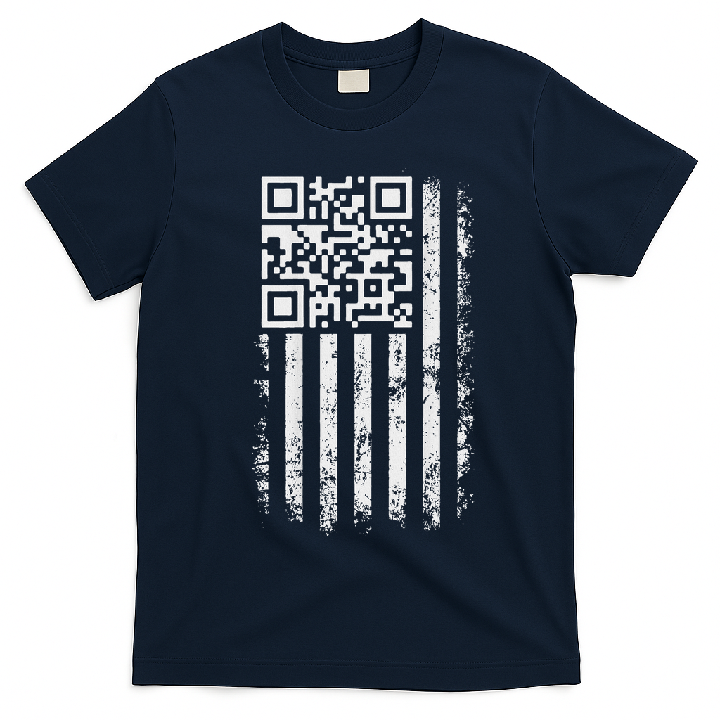 Funny Qr Scan Me President Trump 4547 Trump Dancing Code T-Shirt - Navy Blue