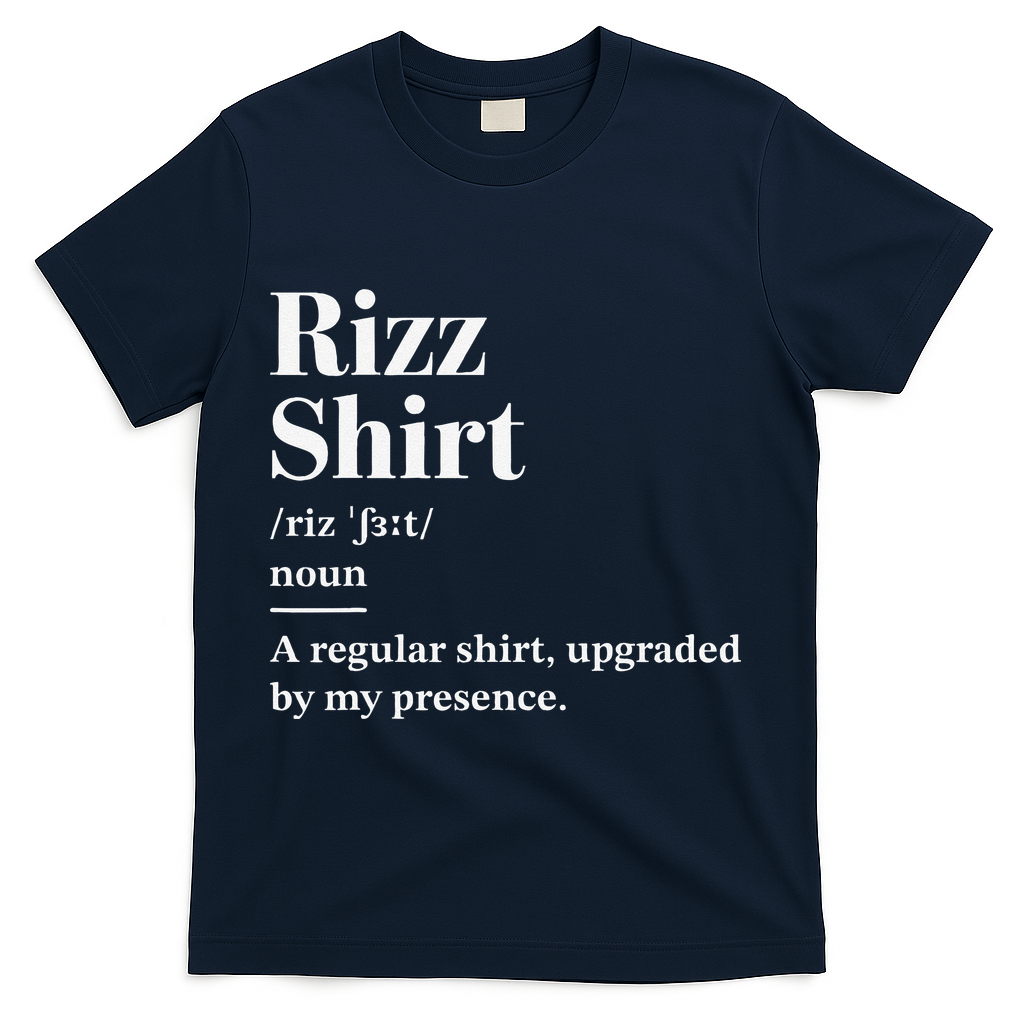 Funny Rizz Gen Z Gen Alpha Slang Charisma Meme T-Shirt - Navy