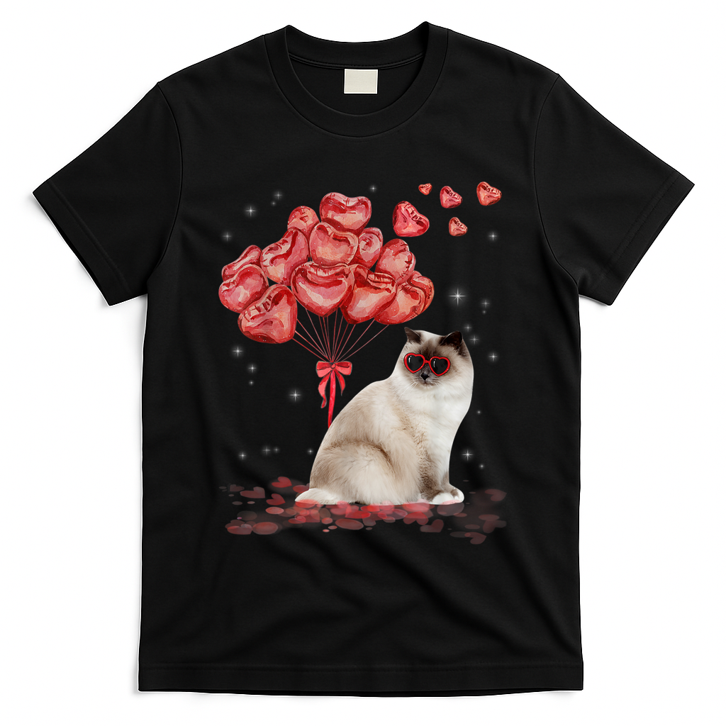 Funny Ragdoll Heart Valentines Day Cat Dad Mom Gift T-Shirt