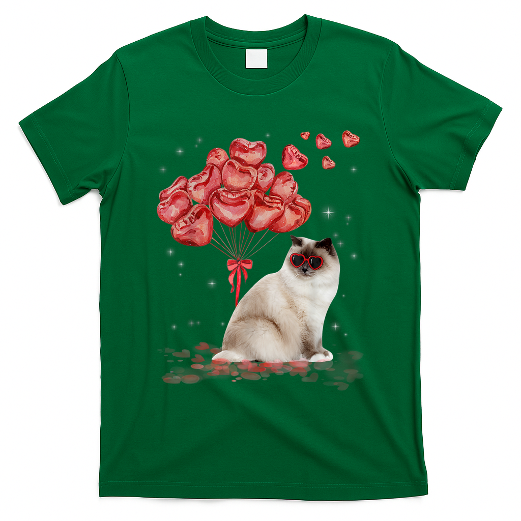 Funny Ragdoll Heart Valentines Day Cat Dad Mom Gift T-Shirt