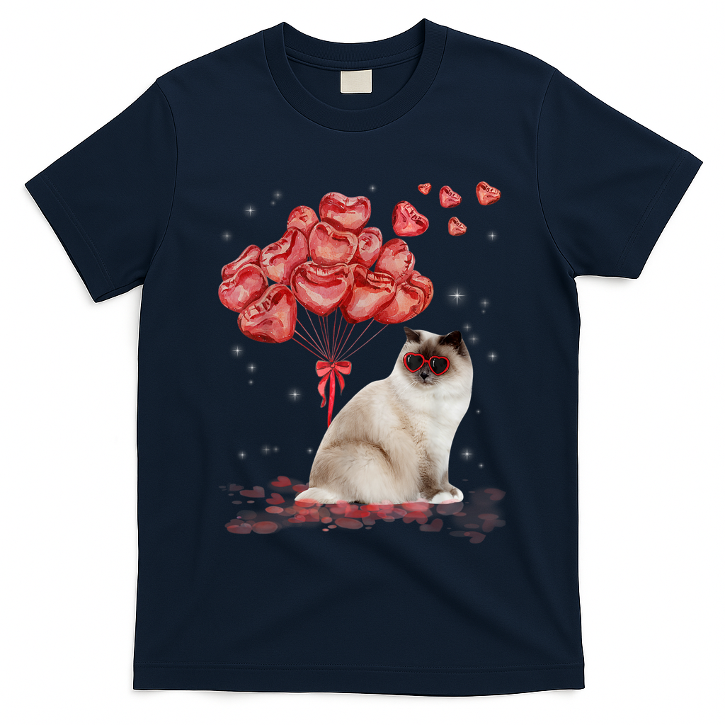 Funny Ragdoll Heart Valentines Day Cat Dad Mom Gift T-Shirt