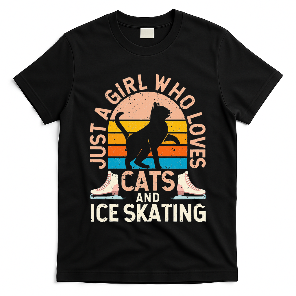 Figure Skater Cat Just A Girl Who Loves Cats And Ice Skating T-Shirt