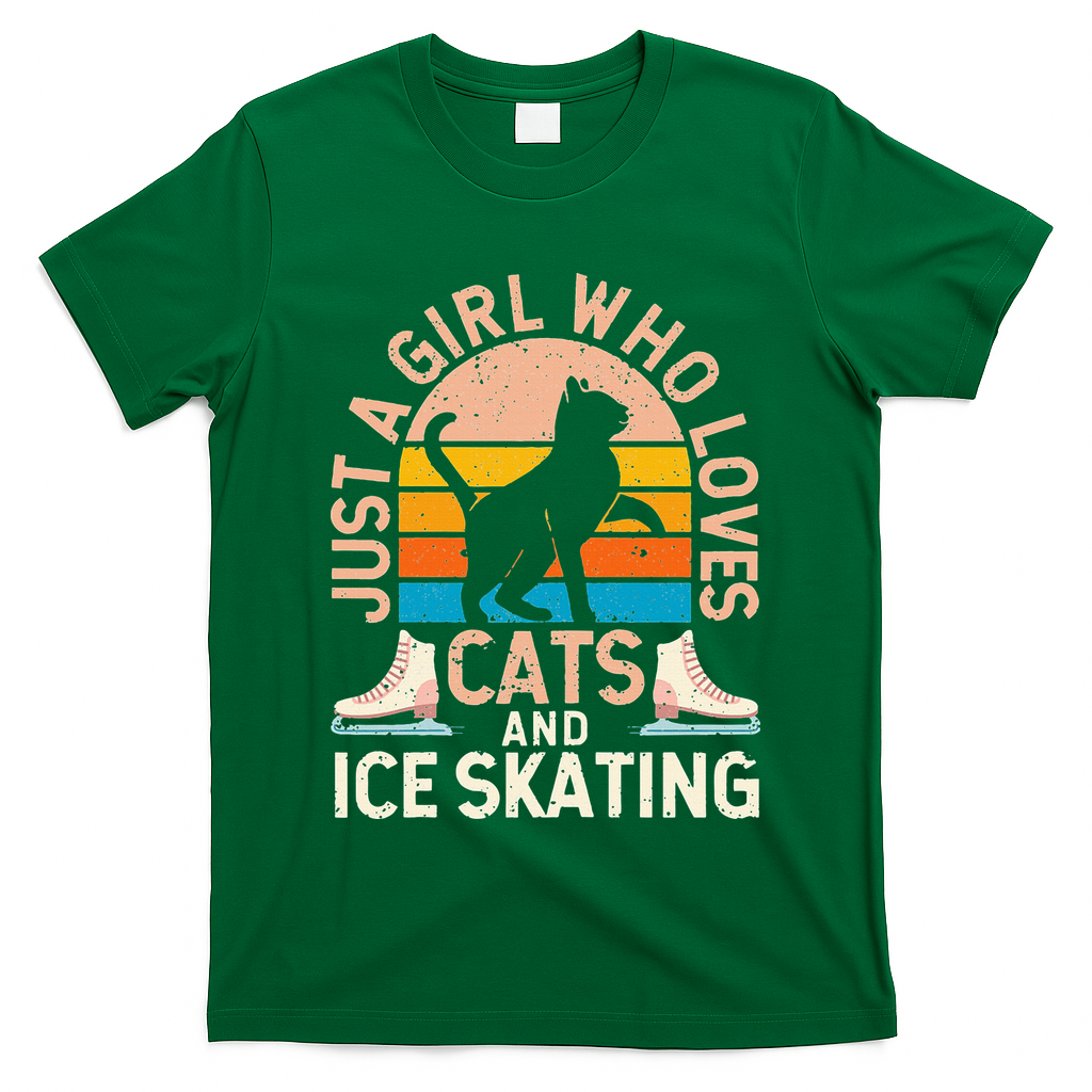 Figure Skater Cat Just A Girl Who Loves Cats And Ice Skating T-Shirt