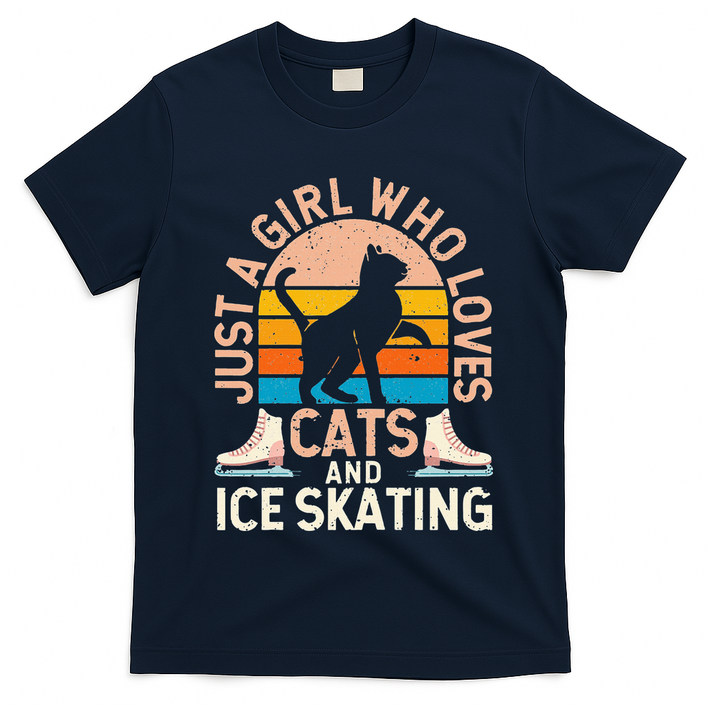 Figure Skater Cat Just A Girl Who Loves Cats And Ice Skating T-Shirt