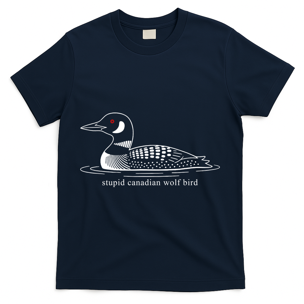 Funny Stupid Canadian Wolf Bird T-Shirt - Navy