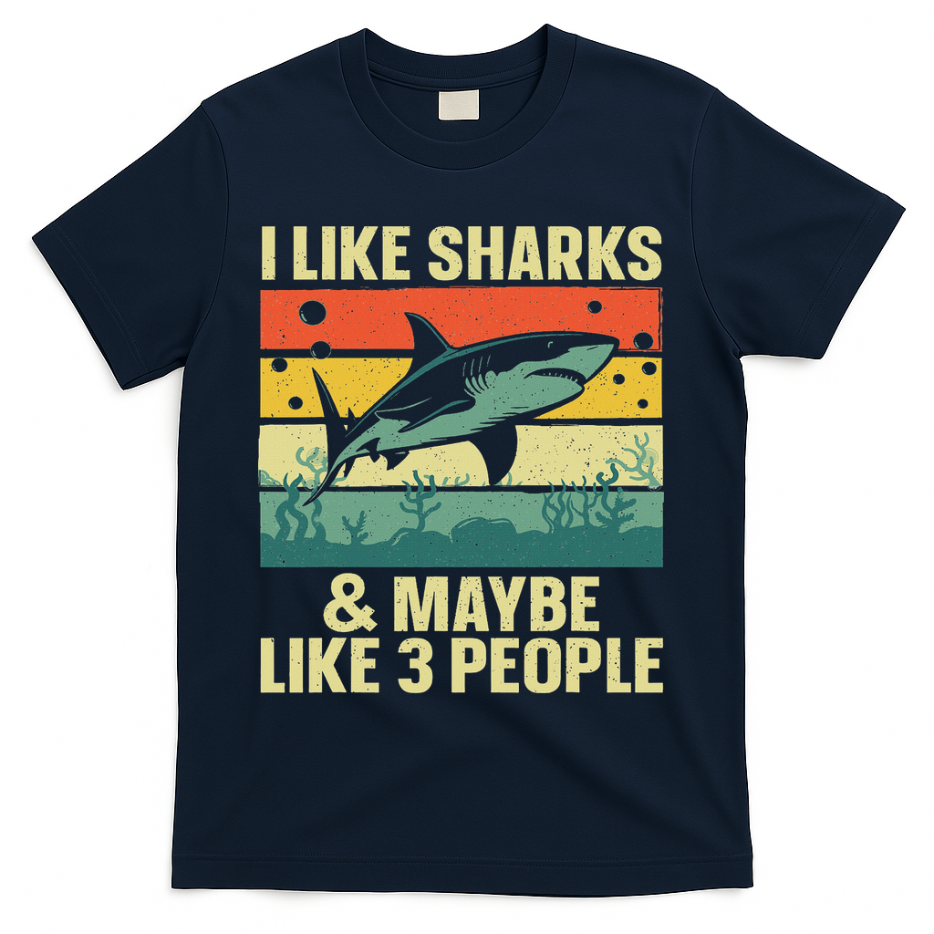 Funny Shark Design For Women Shark Lover T-Shirt - Navy
