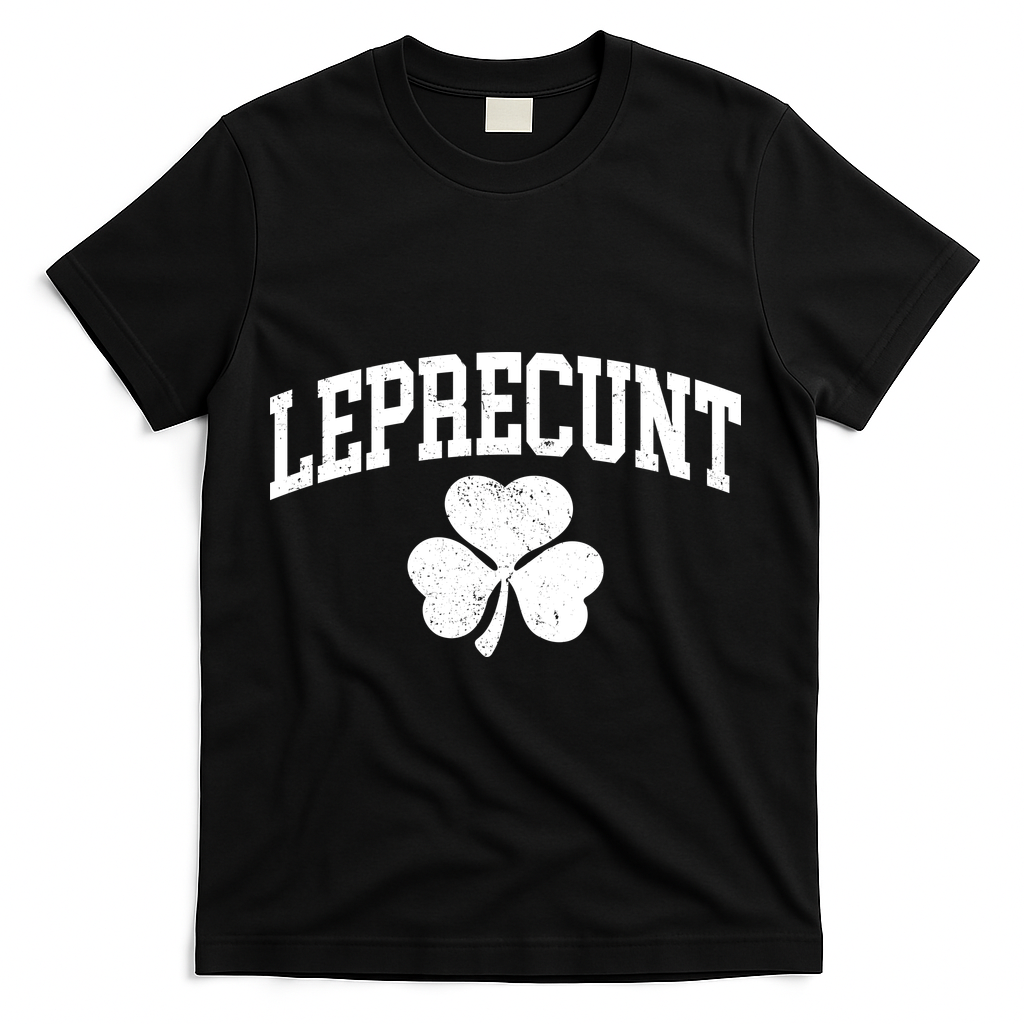 Funny St Patrick's Day Leprecunt T-Shirt - Black