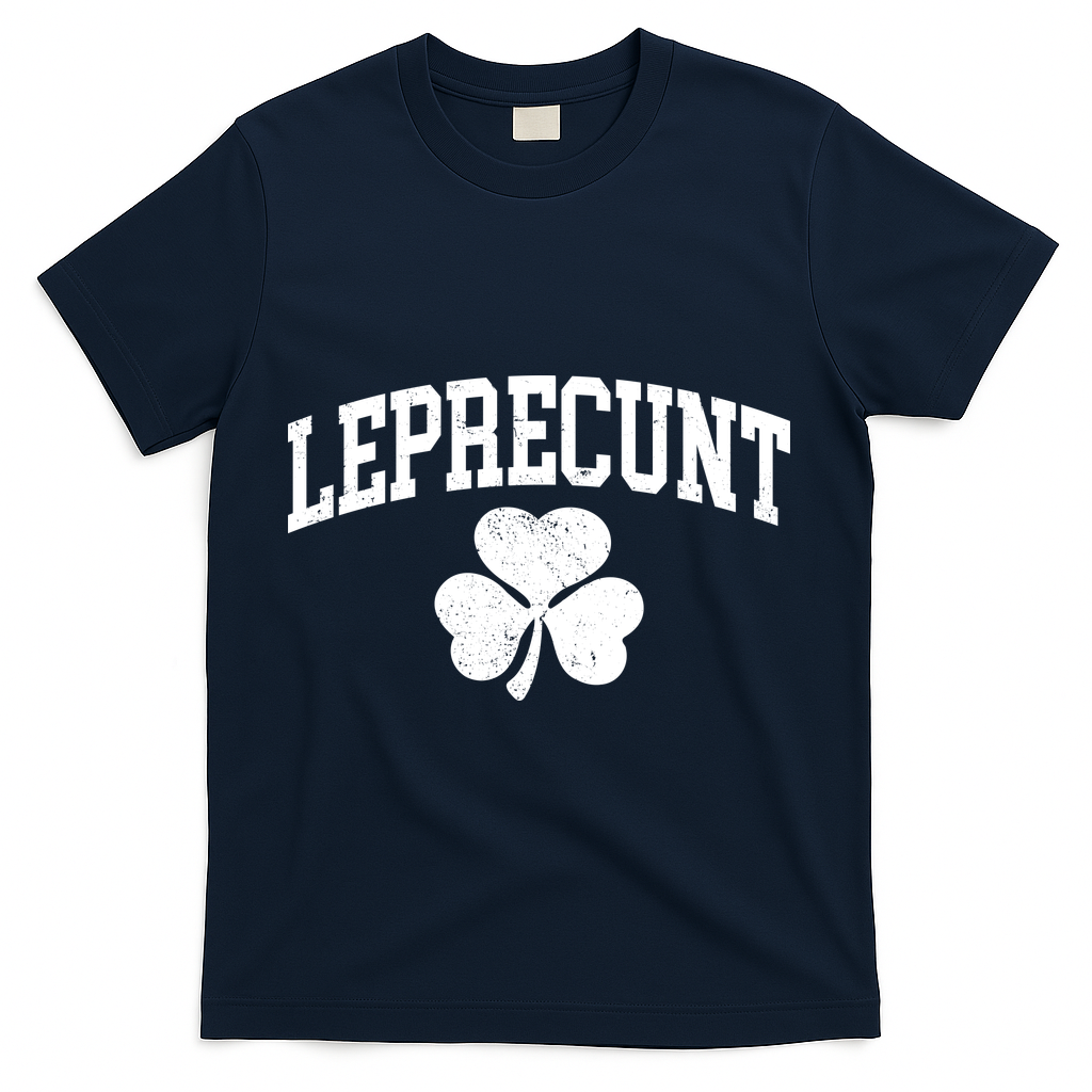 Funny St Patrick's Day Leprecunt T-Shirt - Navy