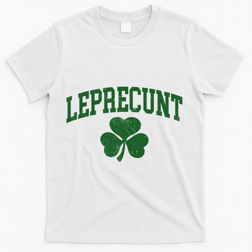 Funny St Patrick's Day Leprecunt T-Shirt - White