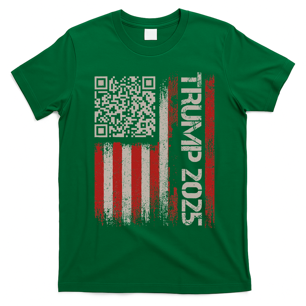 Funny Trump 2025 Qr 4547 Dancing Code Usa Flag We The T-Shirt - Irish Green