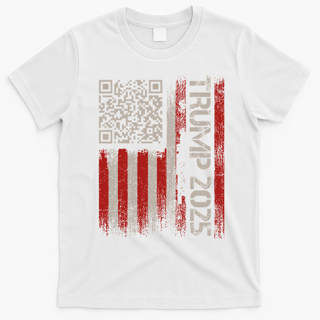 Funny Trump 2025 Qr 4547 Dancing Code Usa Flag We The T-Shirt - White