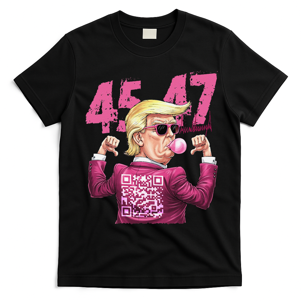 Funny Trump 45 47 Bubble Pin.K Qr Dancing Code T-Shirt - Black