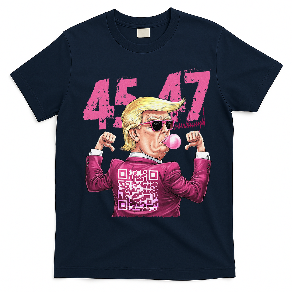Funny Trump 45 47 Bubble Pin.K Qr Dancing Code T-Shirt - Navy Blue